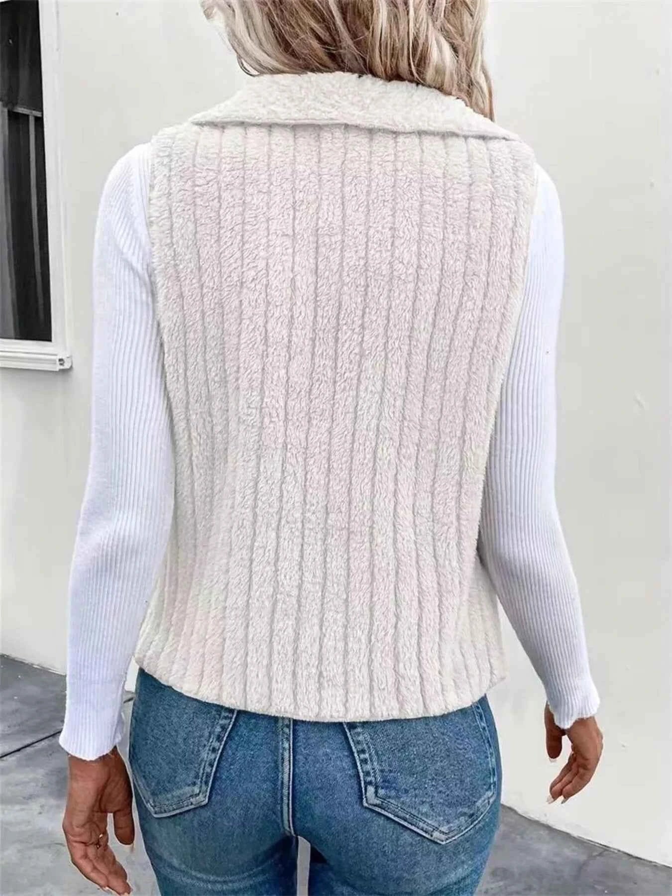 Cozy Fleece Open Front Vest Coat