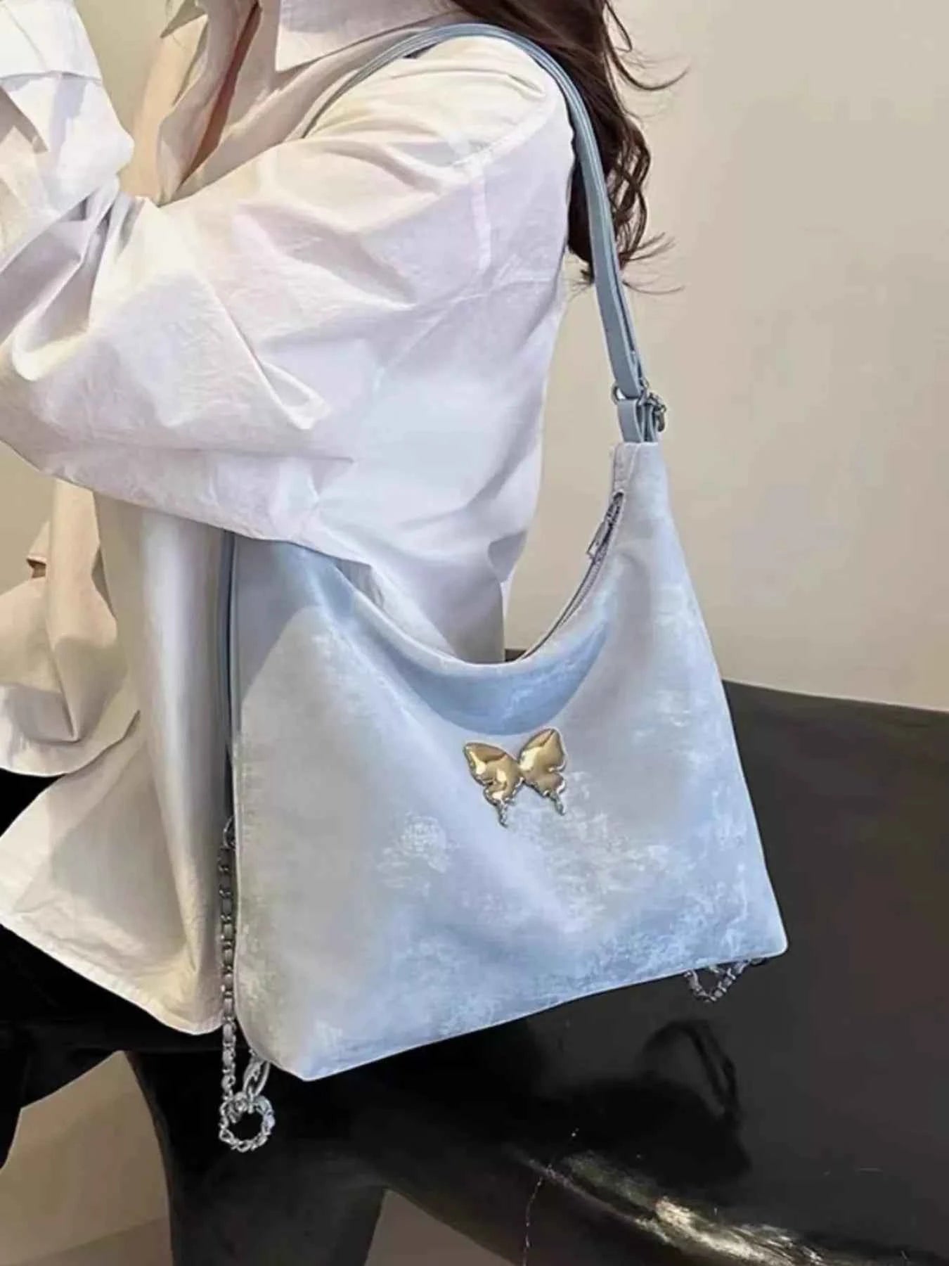 Butterfly Decor Convertible Shoulder Bag