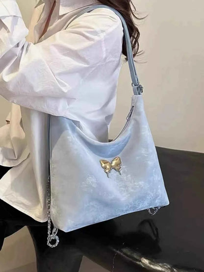 Butterfly Decor Convertible Shoulder Bag