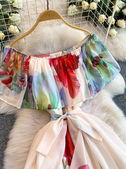 Floral Off-Shoulder A-Line Dress