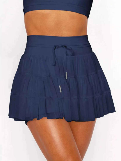 Tiered Skort with Drawstring