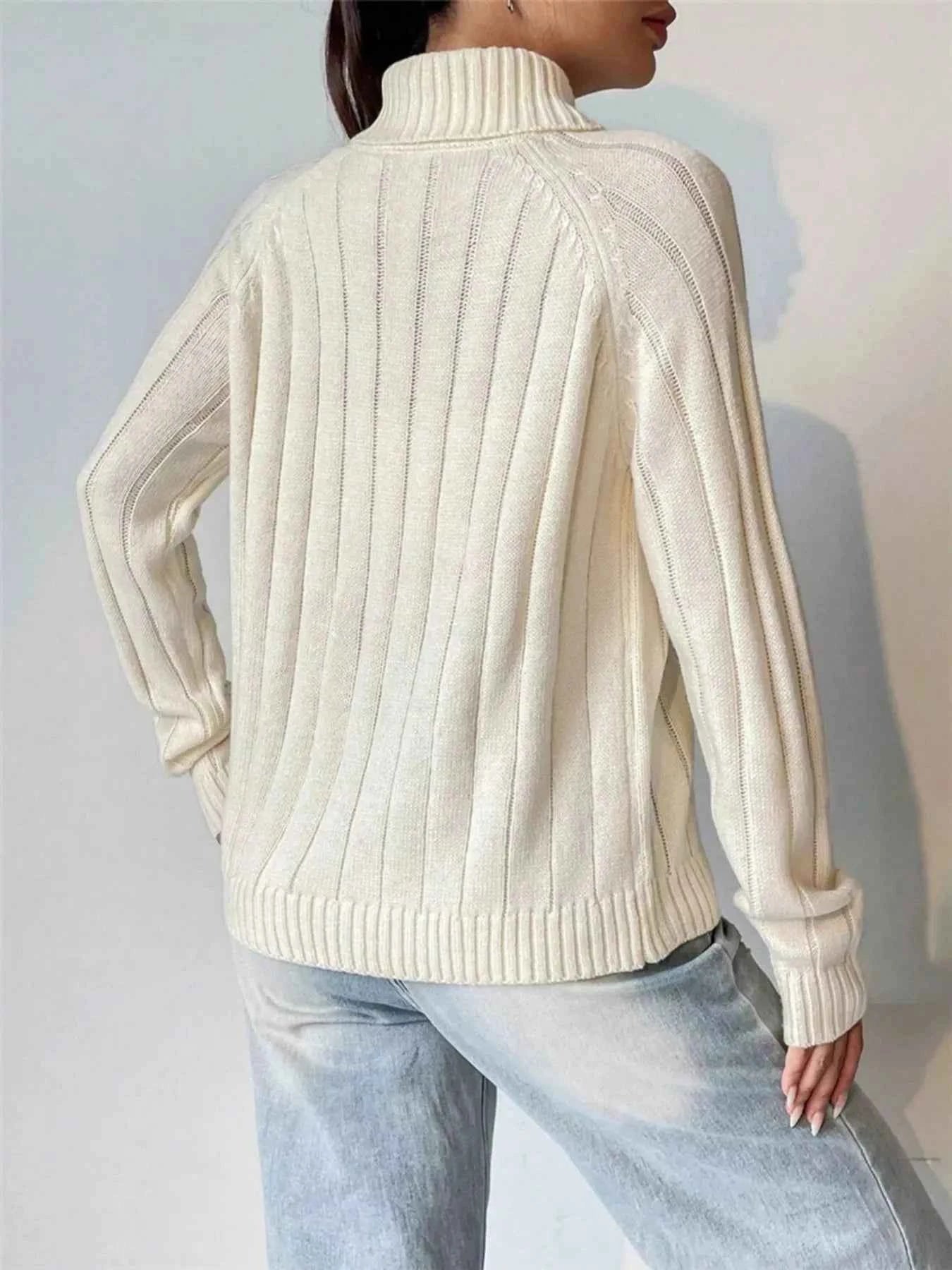 Ribbed Turtleneck Long Sleeve Sweater