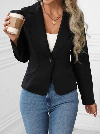 Single Button Slim Long Sleeve Blazer