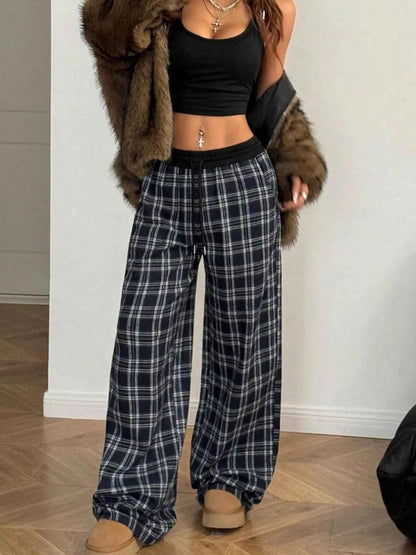 Relaxed Fit Plaid Pants