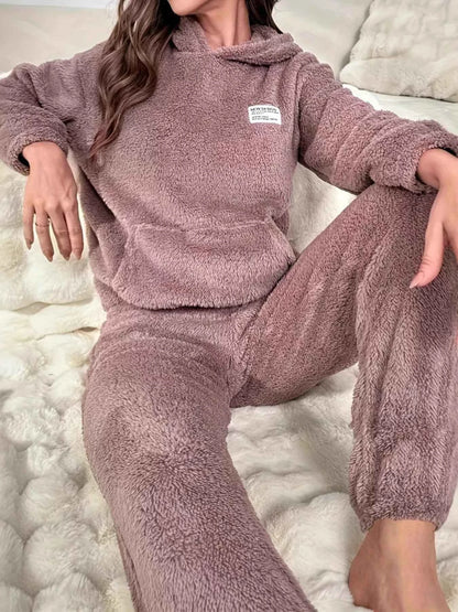 Kangaroo Pocket Long Sleeve Hoodie and Pants Lounge Set
