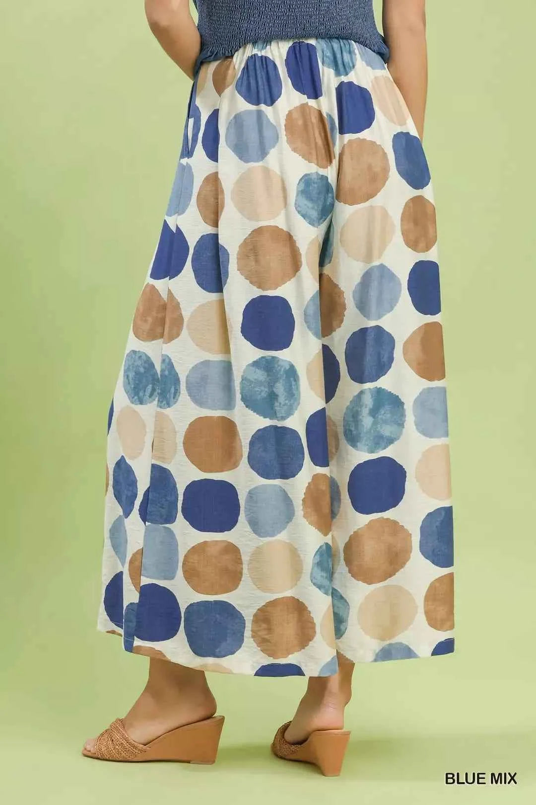 Umgee Dot Print Wide Leg Pants