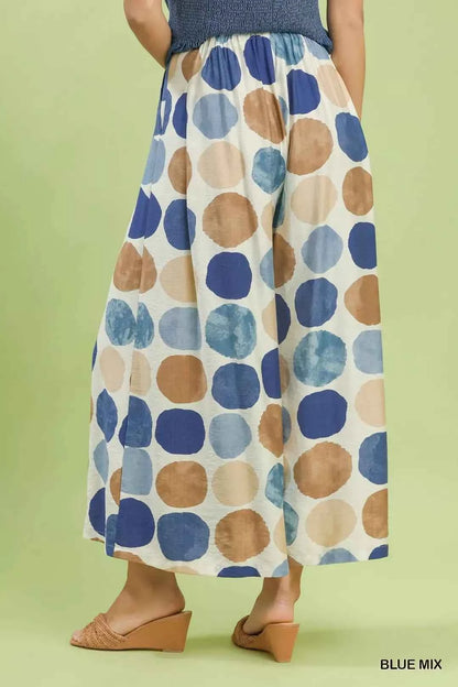 Umgee Dot Print Wide Leg Pants