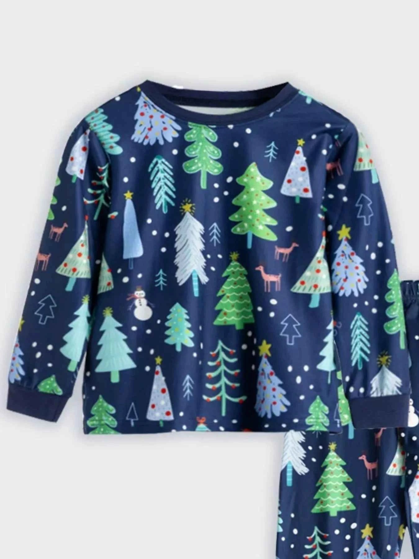 Children's Christmas Tree Print Pajama Set