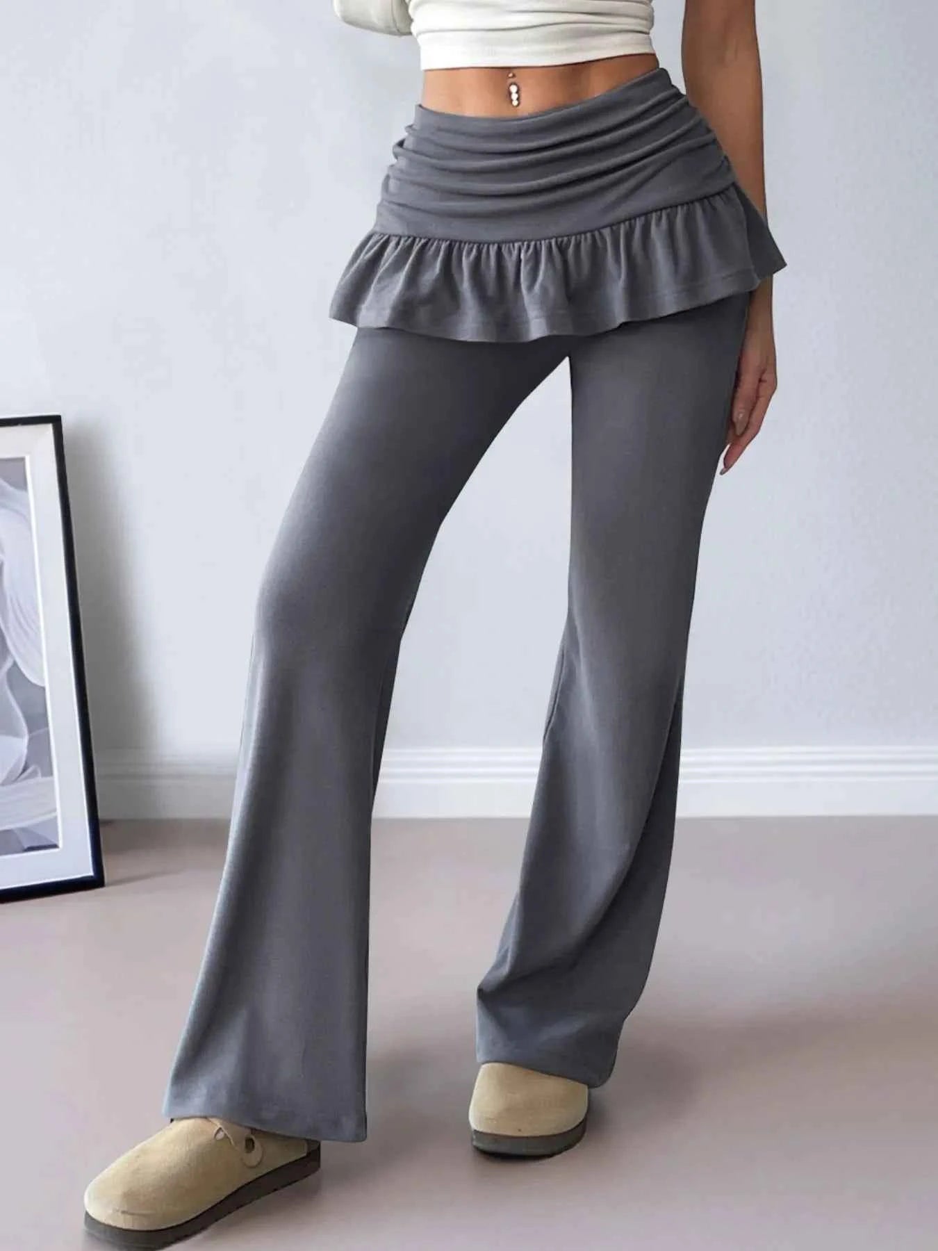 High-Waisted Ruffle Pants