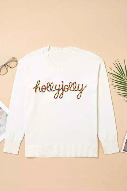 Colorful Holly Jolly Christmas Knit Loose Sweater