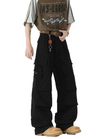 Men's Wide Leg Cargo Pants with Ruched Detail