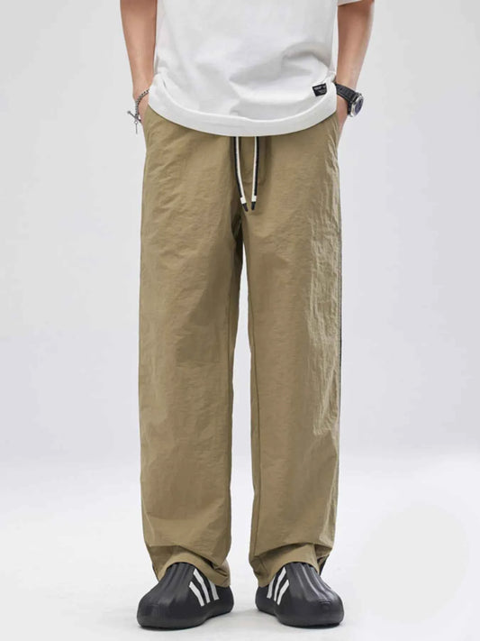 Men's Full Size Drawstring Wide Leg Pants with Side Striped Plus Size