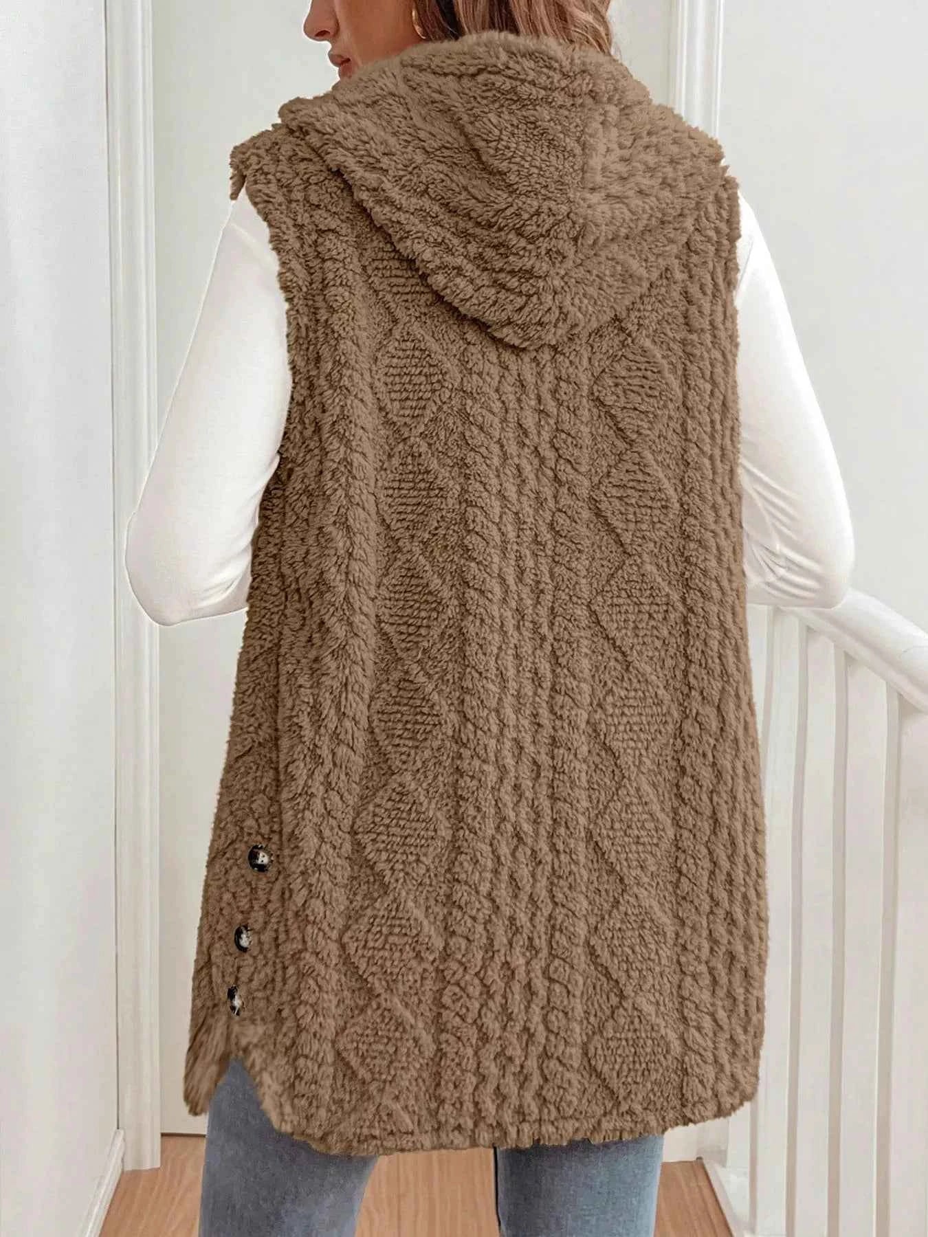 Cozy Sherpa Fleece Hooded Vest Coat