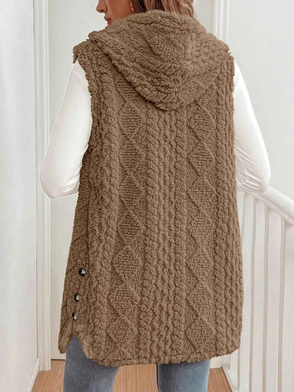 Cozy Sherpa Fleece Hooded Vest Coat