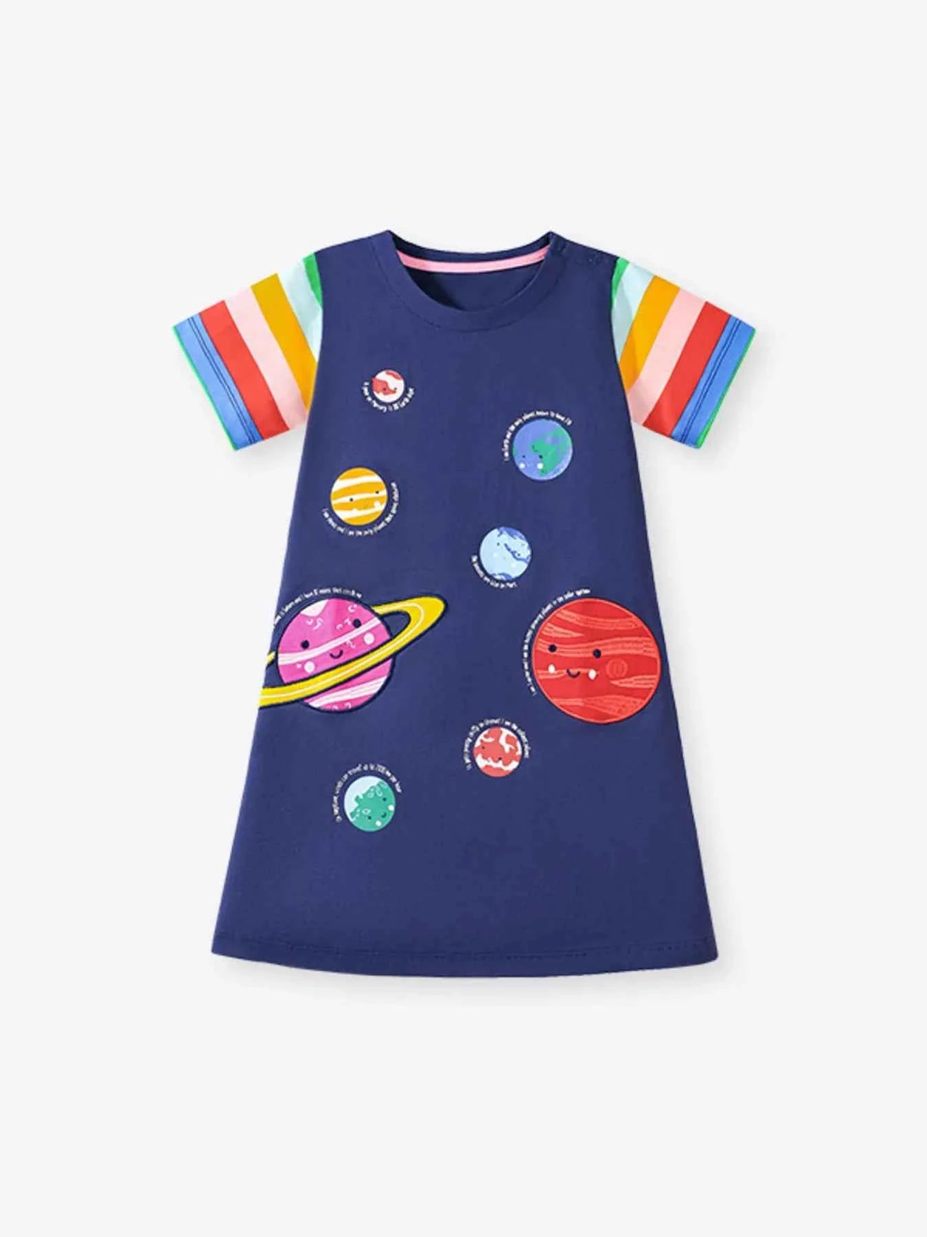 Children's Planets Print Casual Dress
