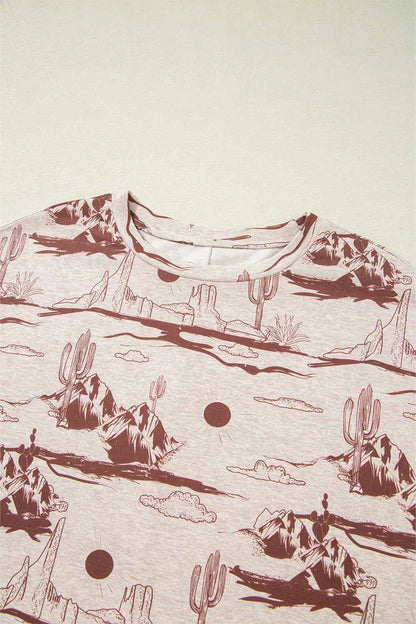 Printed Round Neck Short Sleeve T-Shirt