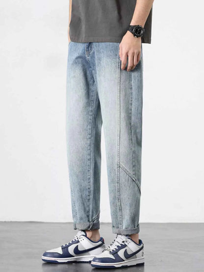 Men's Washed Wide Leg Jeans