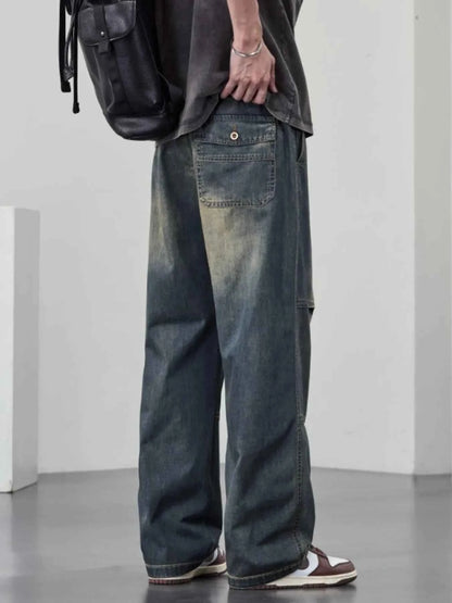 Men's Plus Size Wide Leg Drawstring Jeans
