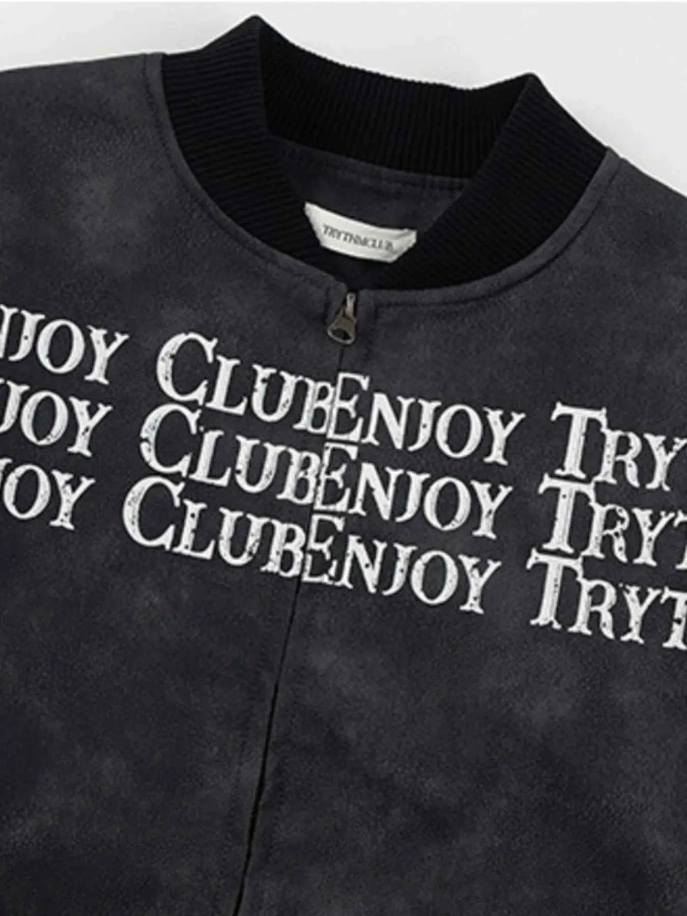 Men's Zip Up Letter Graphic Bomber Jacket