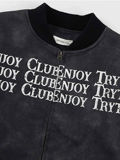 Men's Zip Up Letter Graphic Bomber Jacket
