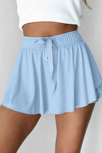Drawstring High Waist Lined Active Skorts