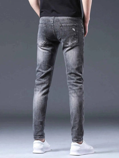 Men's Distressed Slim Fit Ripped Jeans