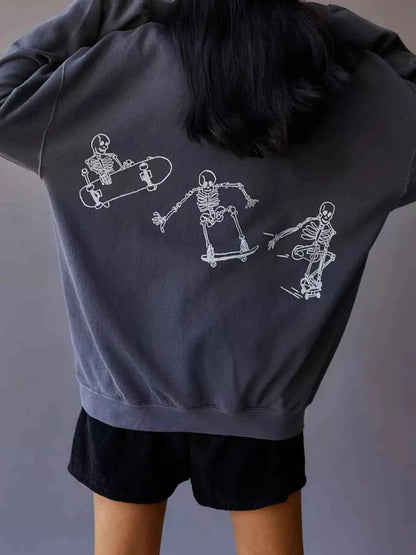 Skeleton Graphic Oversized Sweatshirt