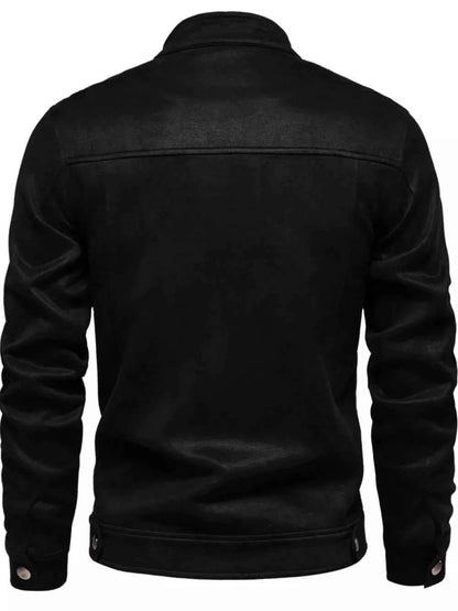 Men's Zip Up Long Sleeve Biker Jacket