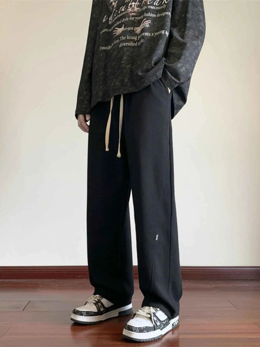 Men's Plus Size Relaxed Wide-Leg Drawstring Pants