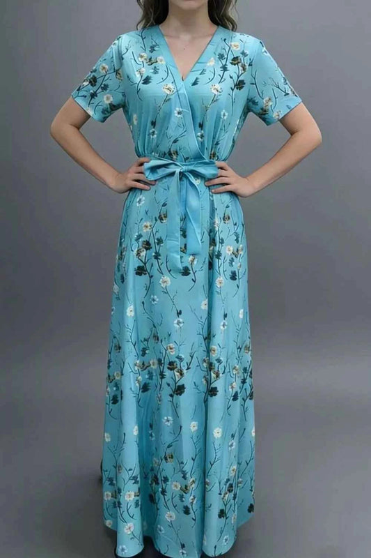 Floral Print Wrap Maxi Dress