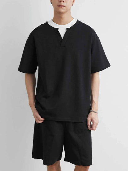 Men's Plus Size Half Sleeve Top and Shorts Set