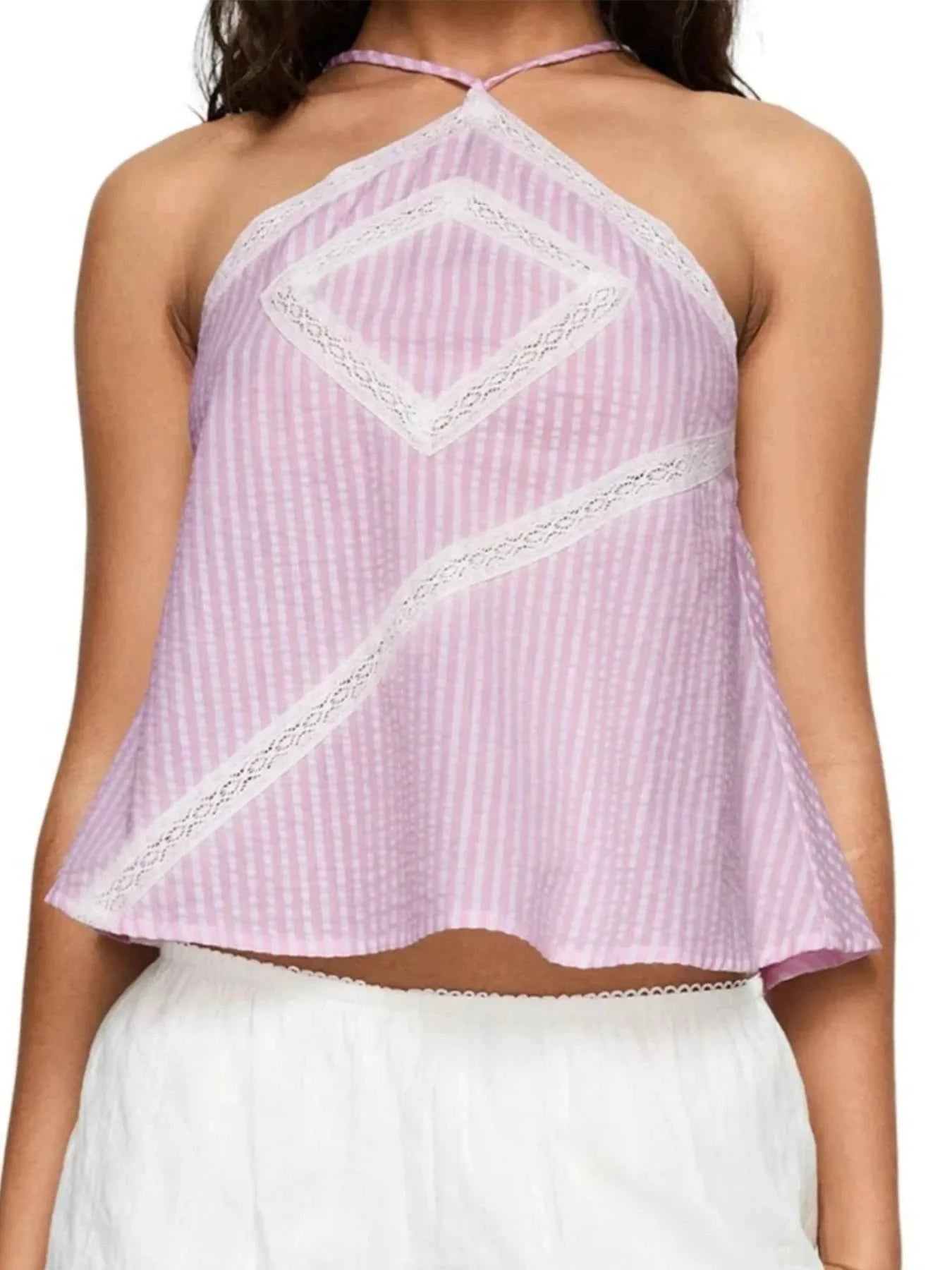 Striped Halter Neck Cami