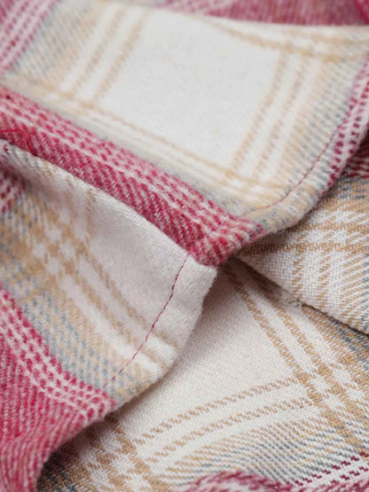 Men's Plaid Button Up Long Sleeve Jacket