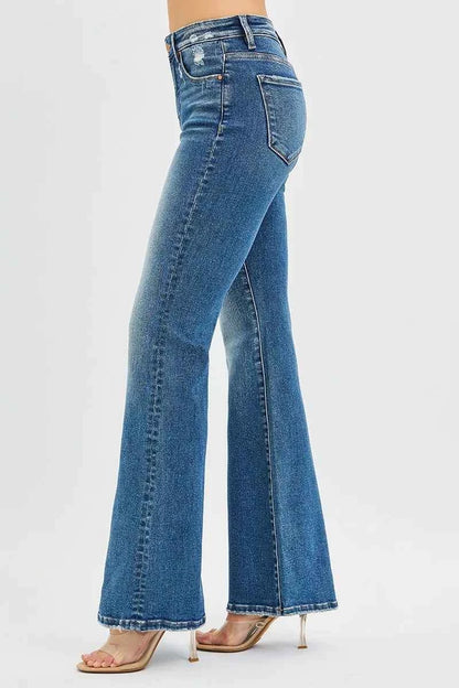 RISEN Full Size Tummy Control High Rise Flare Jeans Plus Size