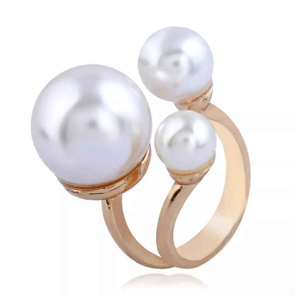 18K Gold-Plated Pearl Open Ring