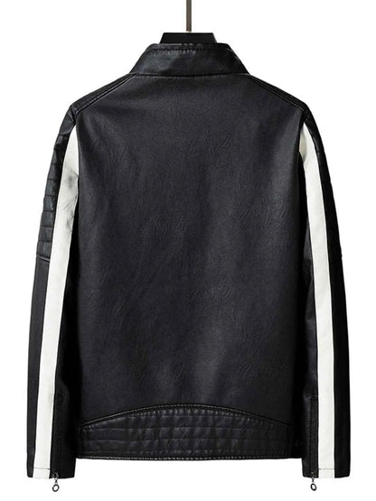 Men's Plus Size Zip Up Long Sleeve Contrast Jacket