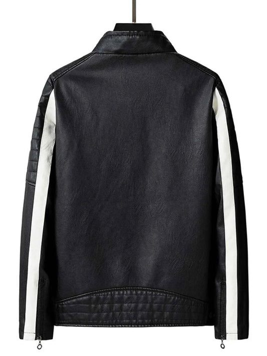 Men's Plus Size Zip Up Long Sleeve Contrast Jacket