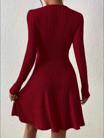 Ribbed Knit Wrap Mini Dress