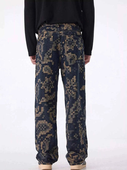 Men's Printed Wide Leg Cargo Pants
