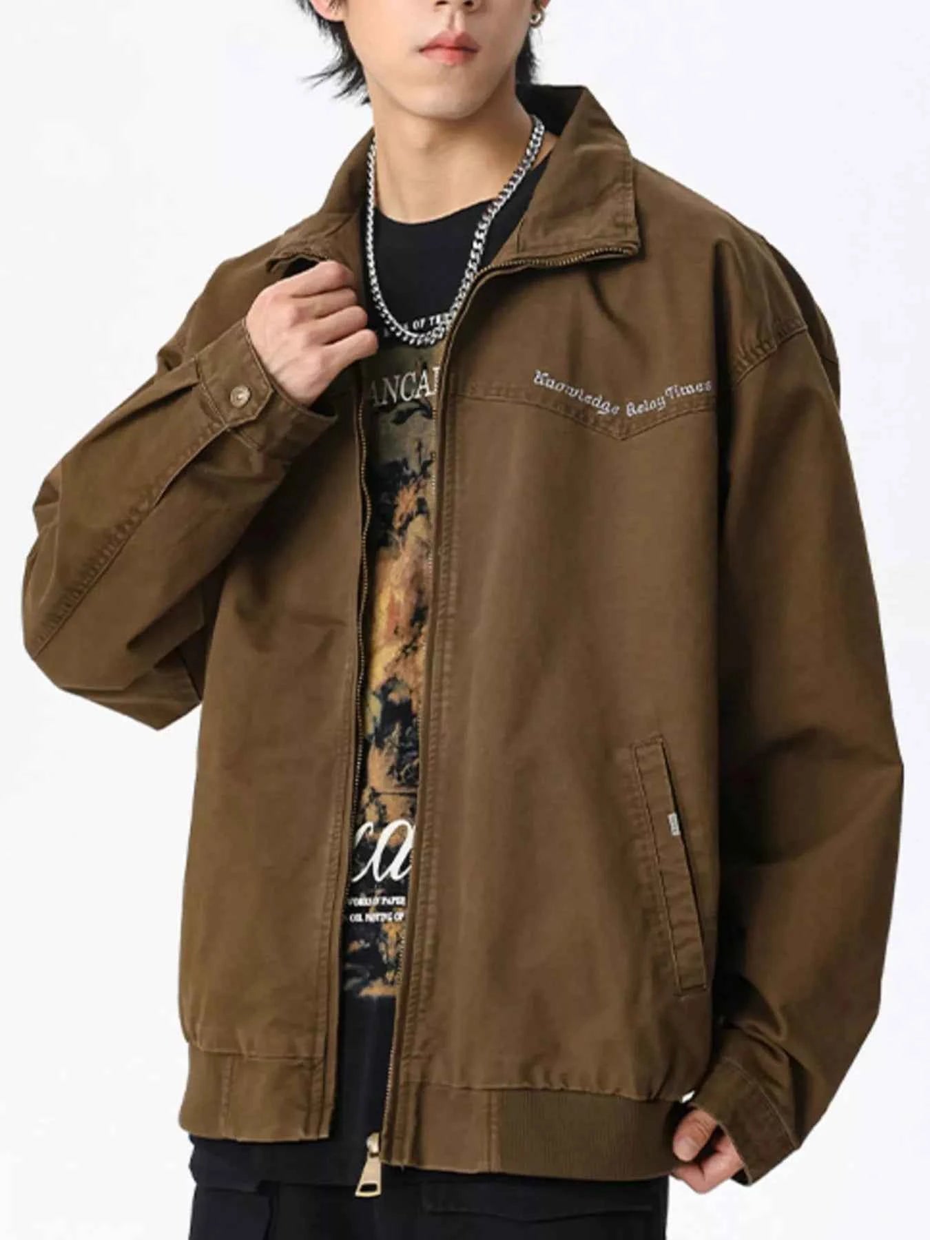 Men's Plus Size Zip Up Long Sleeve Jacket