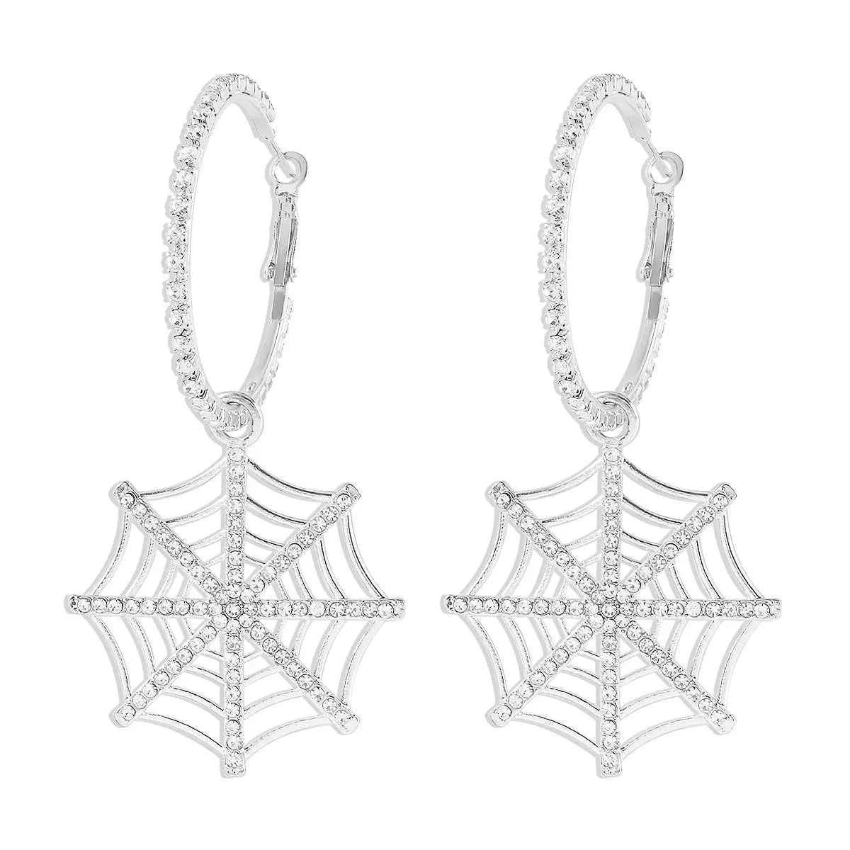 Halloween Spider Web Dangle Hoop Earrings