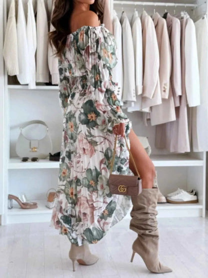 Floral Off-Shoulder Top and Skirt Two-Piece Set