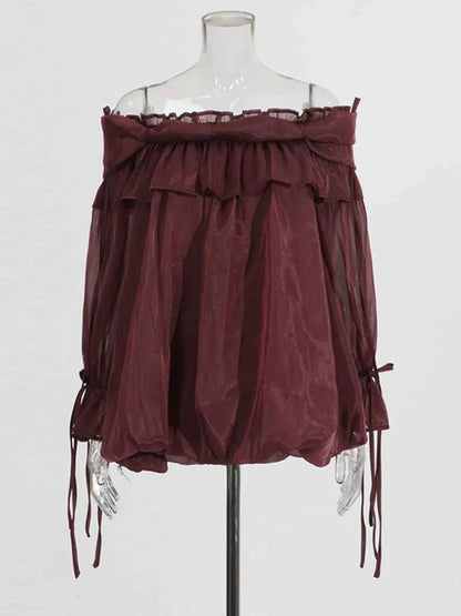 Ruffle Off-Shoulder Flounce Sleeve Blouse