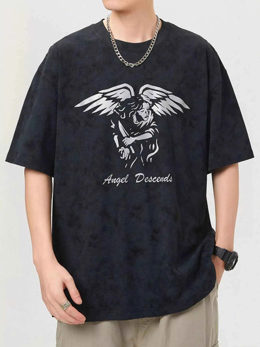 Men's Plus Size Graphic Round Neck Short Sleeve T-Shirt