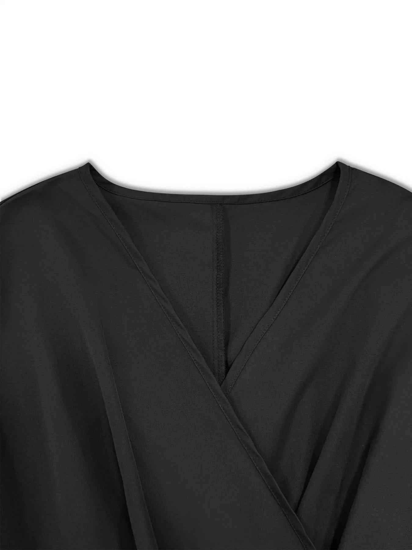 Plus Size Surplice Long Sleeve Wrap Mini Dress