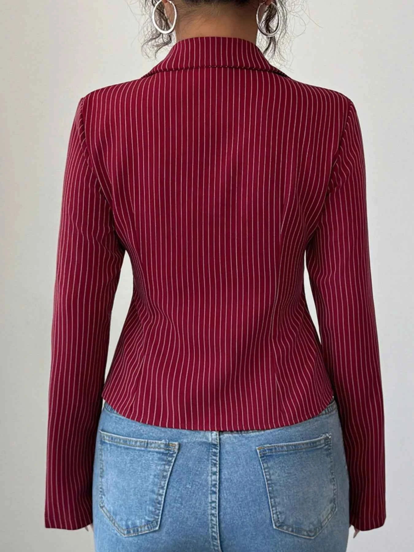 Striped Button-Up Fitted Shirt