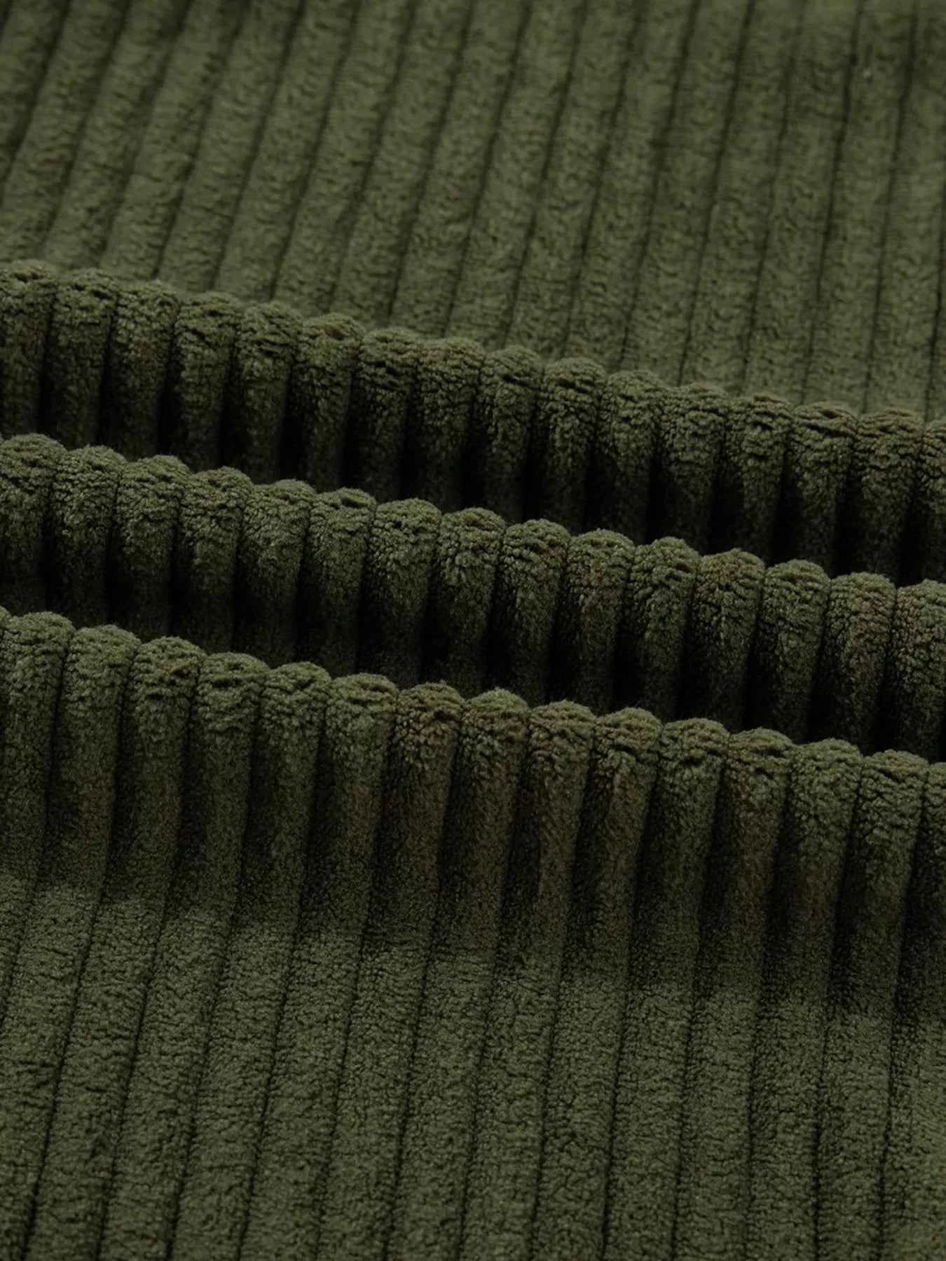 Ribbed Fleece Plaid Print Patchwork Button Up Jacket