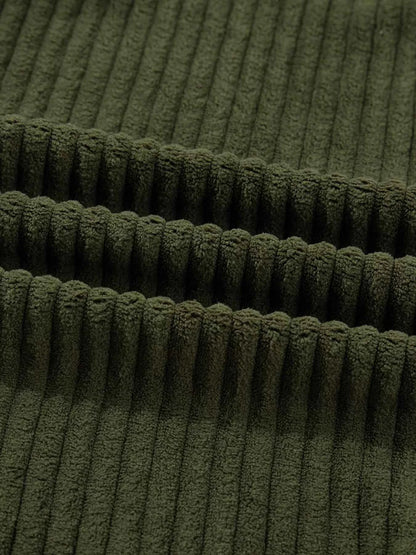 Ribbed Fleece Plaid Print Patchwork Button Up Jacket