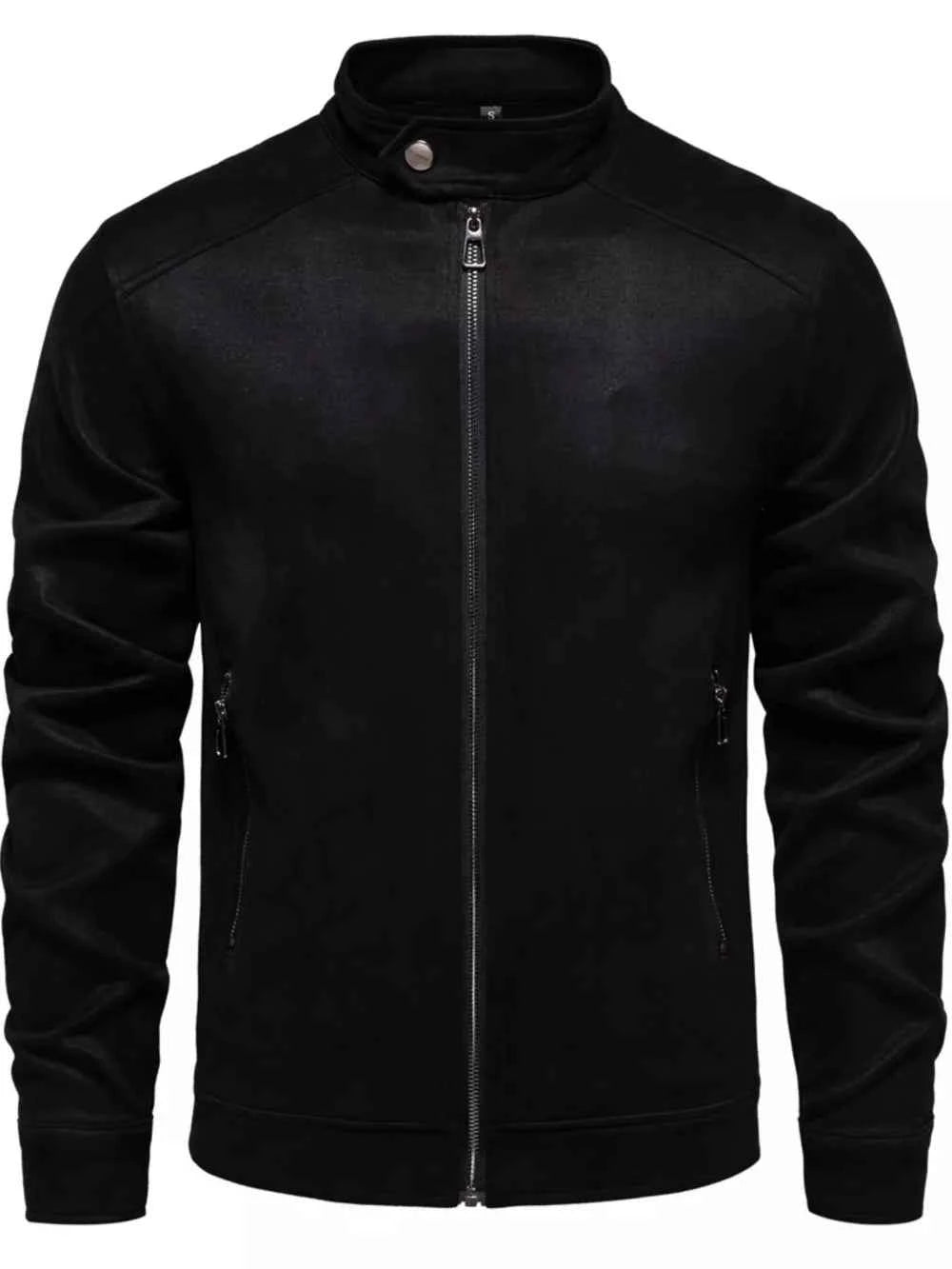 Men's Zip Up Long Sleeve Biker Jacket