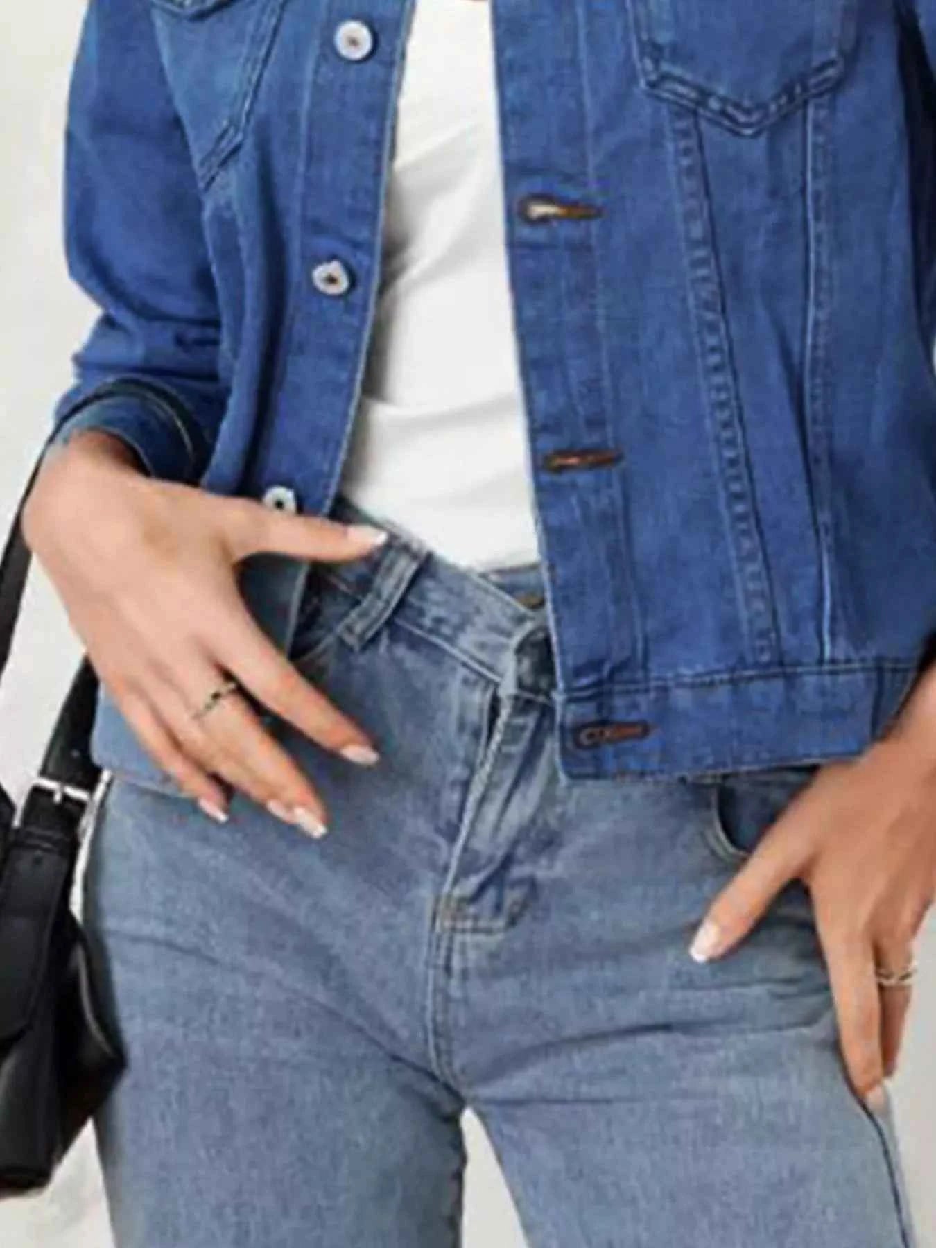 Button Up Long Sleeve Denim Jacket